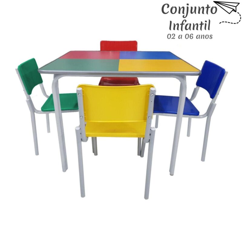 Conjunto Hexagonal Mesas E Cadeiras A Anos Infantil