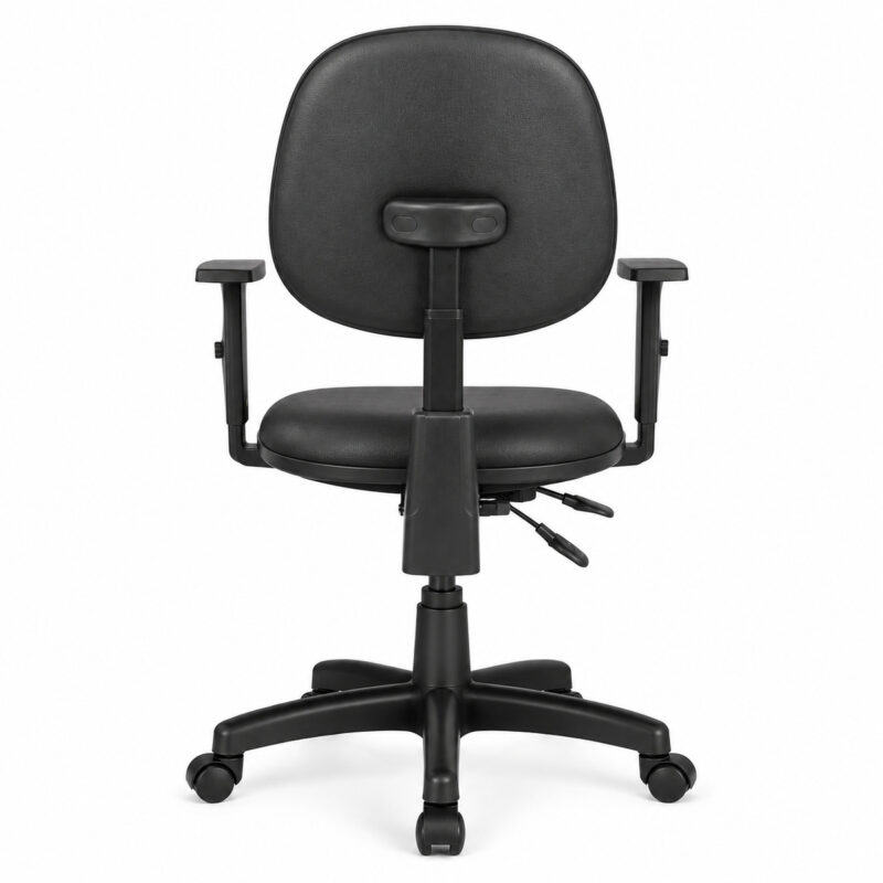 Cadeira Ergonômica Back System NR 17 vista de costas, com braços reguláveis e base de cinco pontas