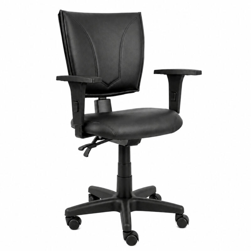 Cadeira B-one Executiva Back System em perspectiva frontal oposta, com braços reguláveis pretos