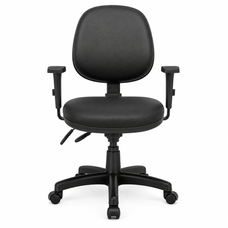 Cadeira Ergonômica Back System NR 17 em vista frontal, com braços reguláveis e base de cinco pontas