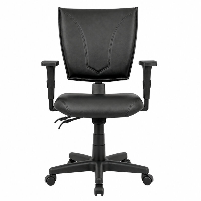 Cadeira B-one Executiva Back System em vista frontal, com braços reguláveis e base de cinco pontas