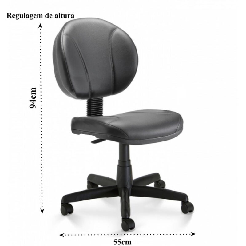 Cadeira Executiva PLUS COSTURADA s/ Braços - CORINO - COR PRETO 32979