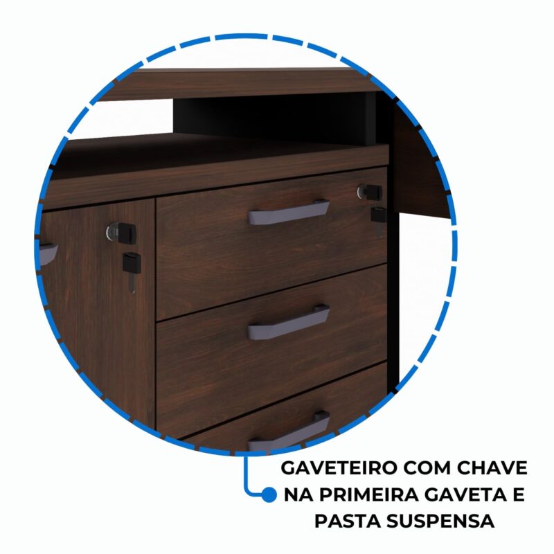 Móveis para Escritório Mesa Escritório em "L" - 1,50x1,50m (Extensível) - com Armário Misto (03 Gav.) MARSALA/PRETO - 23482 Móveis para Escritório Mesa Escritório em "L" - 1,50x1,50m (Extensível) - com Armário Misto (03 Gav.) MARSALA/PRETO - 23482