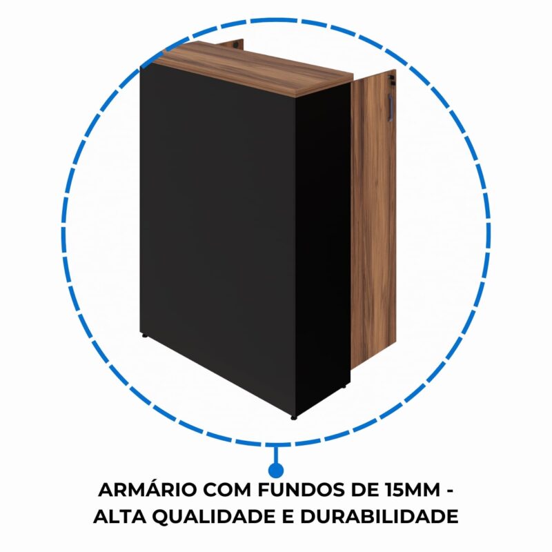 Móveis para Escritório Armário Alto Credenza com Nicho - 1,61x1,20x0,45m NOGAL SEVILHA/PRETO - 21415 Móveis para Escritório Armário Alto Credenza com Nicho - 1,61x1,20x0,45m NOGAL SEVILHA/PRETO - 21415