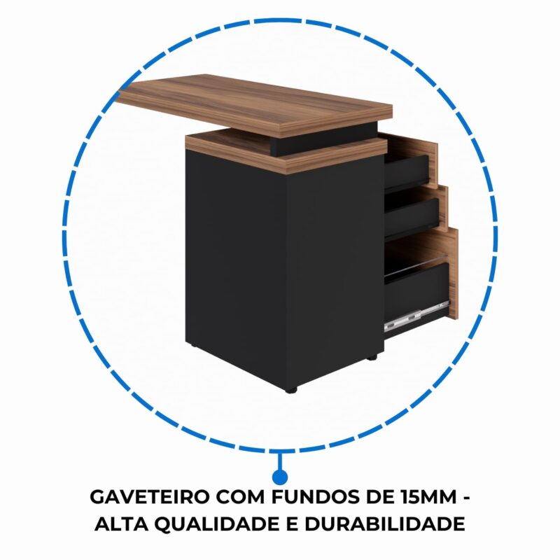 Móveis para Escritório Mesa AUXILIAR c/ 03 Gavetas Pedestal NOGAL SEVILHA/PRETO - 21421 Móveis para Escritório Mesa AUXILIAR c/ 03 Gavetas Pedestal NOGAL SEVILHA/PRETO - 21421