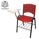 Móveis Escolares Cadeira Universitária Plástica com Prancheta MDF - COR VERMELHO - REALPLAST - 32009