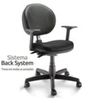 Cadeira de Escritório BACK SYSTEM c/ Braços Reguláveis - TECIDO PRETO 32986