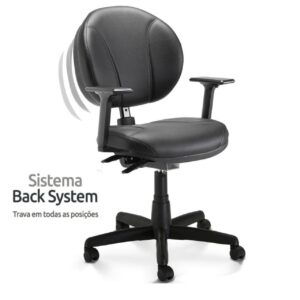 Cadeira Executiva BACK SYSTEM OPERATIVA c/ Braços Reguláveis - CORINO PRETO 32987