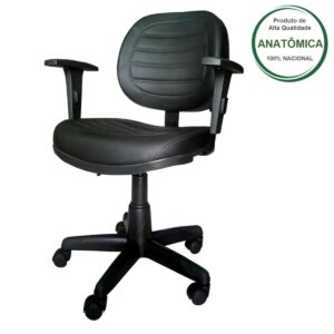 Cadeira Executiva COSTURADA Giratória com Braços Reguláveis - MARTIFLEX - Cor Preta - 31005