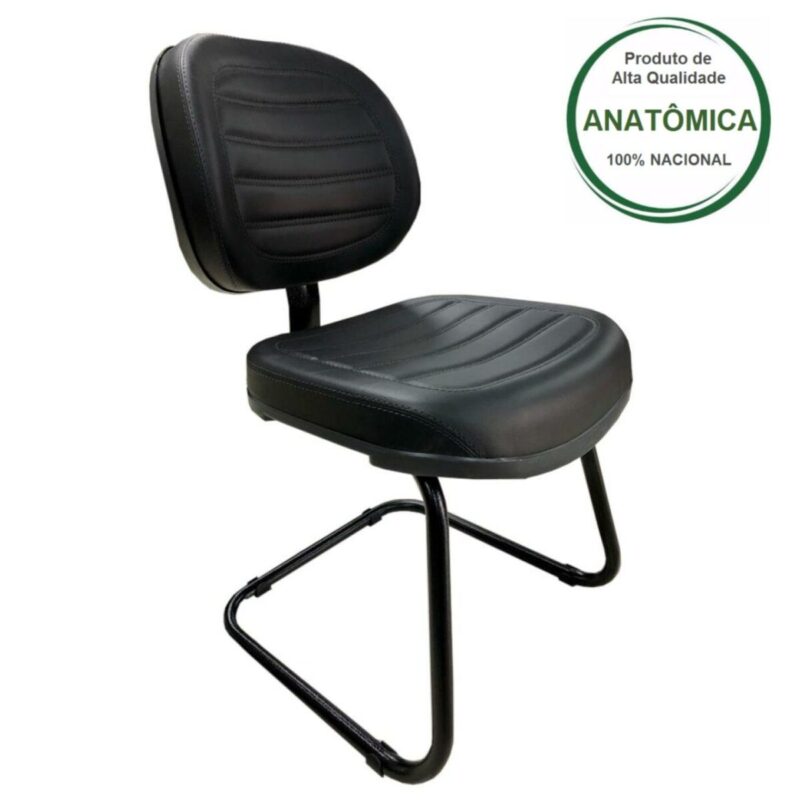 Cadeira Executiva Costurada Base em "S" PRETA - Cor Preta - Pollo Móveis - 31014