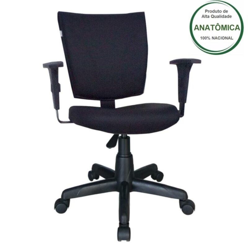 Cadeira B-ONE Giratória com Braços Reguláveis - Cor Preta - Pollo Móveis - 31009