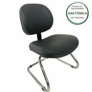 Cadeira Executiva LISA Base em "S" CROMADA - Cor Preta - Pollo Móveis - 31015