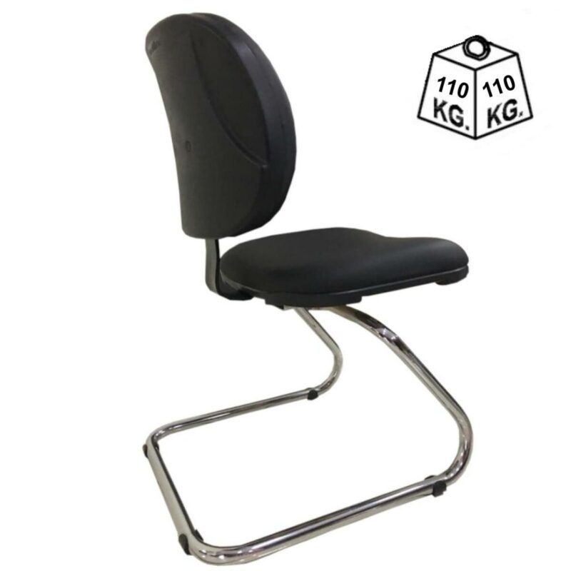 Cadeira Executiva LISA Base em "S" CROMADA - Cor Preta - Pollo Móveis - 31015