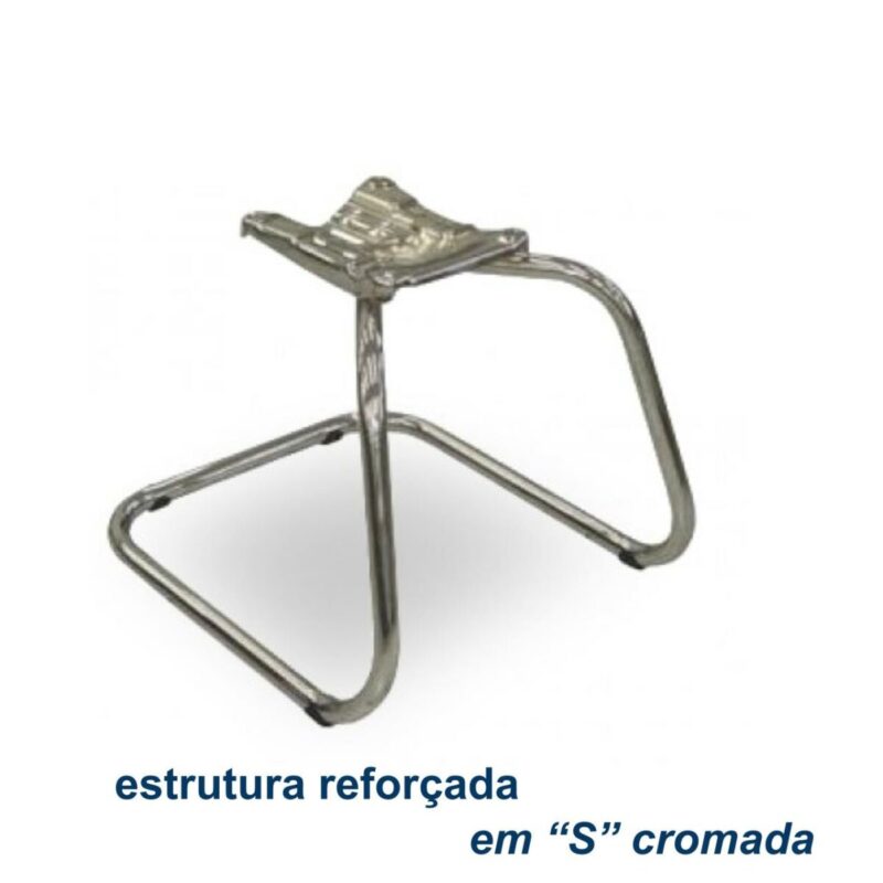 Cadeira Executiva LISA Base em "S" CROMADA - Cor Preta - Pollo Móveis - 31015