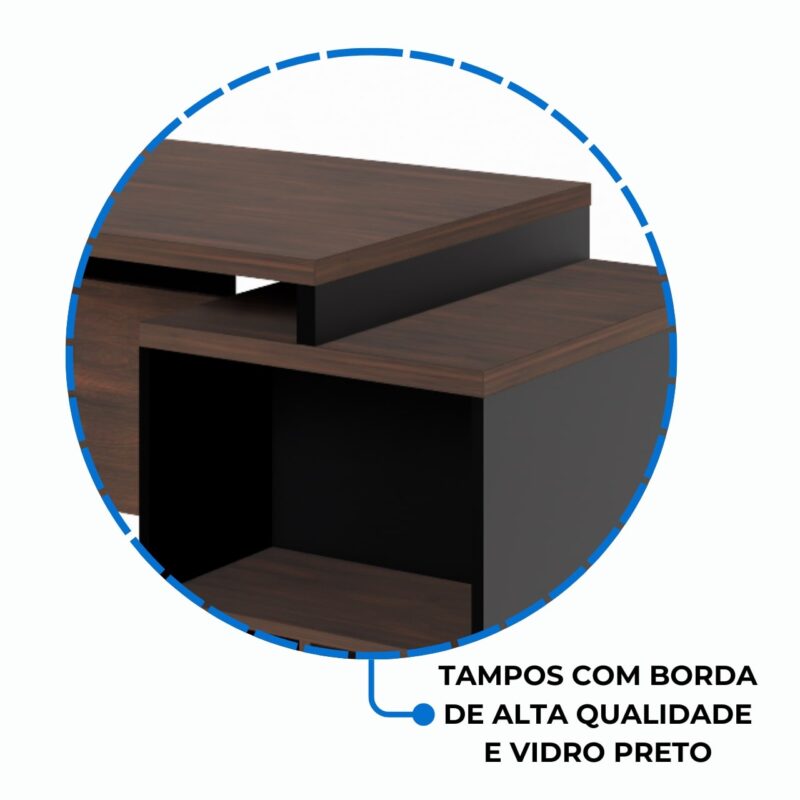 Móveis para Escritório Mesa PEDESTAL RETA c/ VIDRO - 1,92X0,70m MARSALA / PRETO - 23500