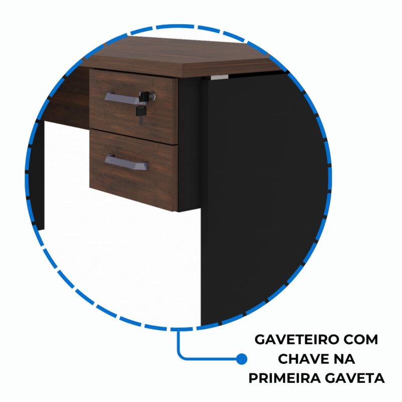 Móveis para Escritório Mesa em "L" (Mesa 1,50m + Mesa Auxiliar) - C/ 02 GAVETAS MARSALA / PRETO - 23477 Móveis para Escritório Mesa em "L" (Mesa 1,50m + Mesa Auxiliar) - C/ 02 GAVETAS MARSALA / PRETO - 23477