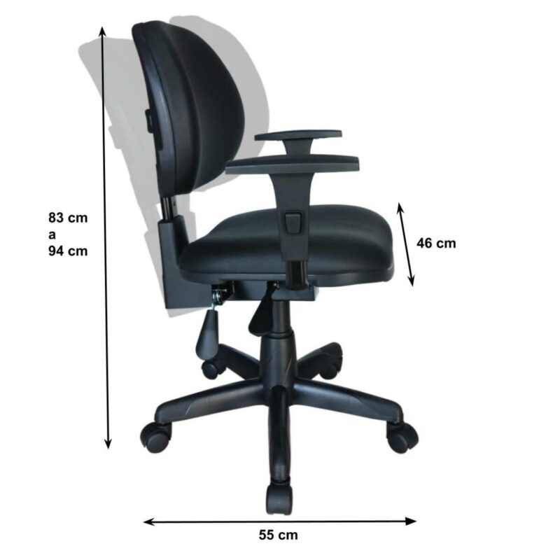 Cadeira Executiva Back System Lisa c/ Braços reguláveis - Cor Preta - Pollo Móveis - 31006