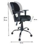 Cadeira Executiva Back System COSTURADA - ARANHA CROMADA - Braços Reguláveis - Cor Preta - Pollo Móveis - 31011