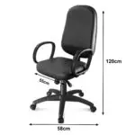 Cadeira Escritório Cadeira Presidente BAIXA LISA ( BRAÇO CORSA ) - COR PRETA - Pollo Móveis - 30101