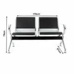 Longarina AEROPORTO ESTOFADA com 02 Lugares - Cor Cromada - Pollo Móveis - 33110