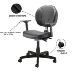 Cadeira Escritório Cadeira Executiva BACK SYSTEM OPERATIVA c/ Braços Reguláveis - CORINO PRETO - PLAXMETAL - 32987