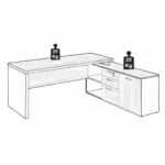 Móveis para Escritório Mesa Escritório Diretorzinha c/ Aparador - Pé de MADEIRA - 1,90x1,60m MARSALA / PRETO - 23487