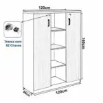 Móveis para Escritório Armário Alto Credenza com Nicho 1,60x1,20x0,45m MARSALA / PRETO - 51018