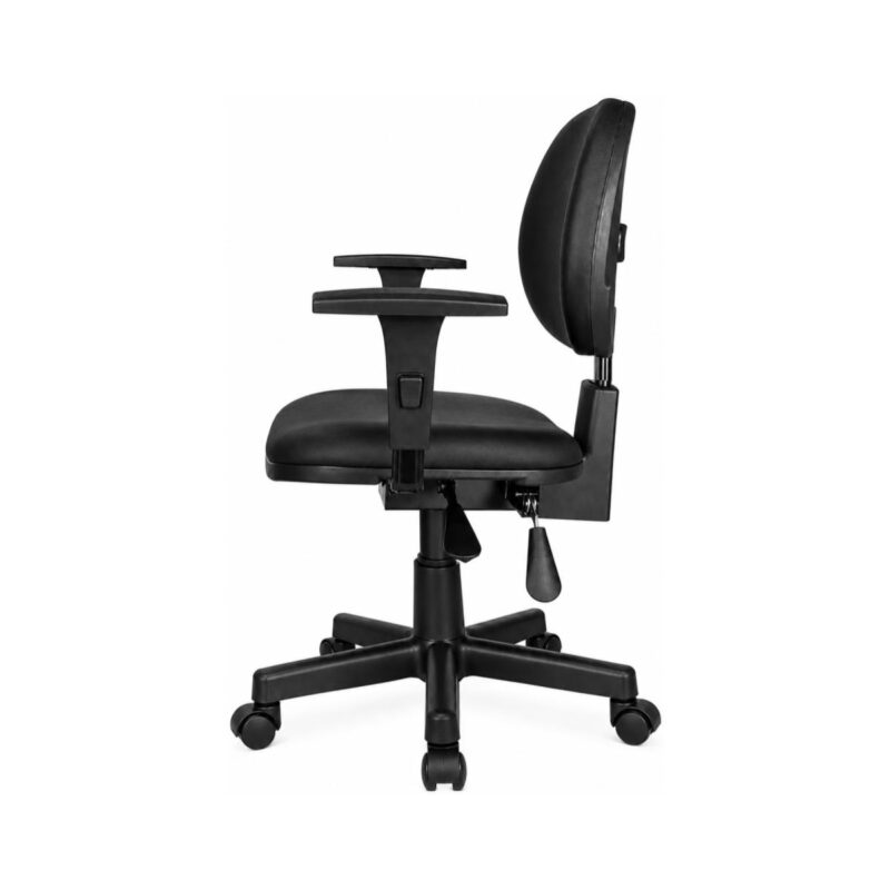 Cadeira Ergonômica Back System NR 17 em perfil lateral oposto, com ajustes e base sobre rodízios