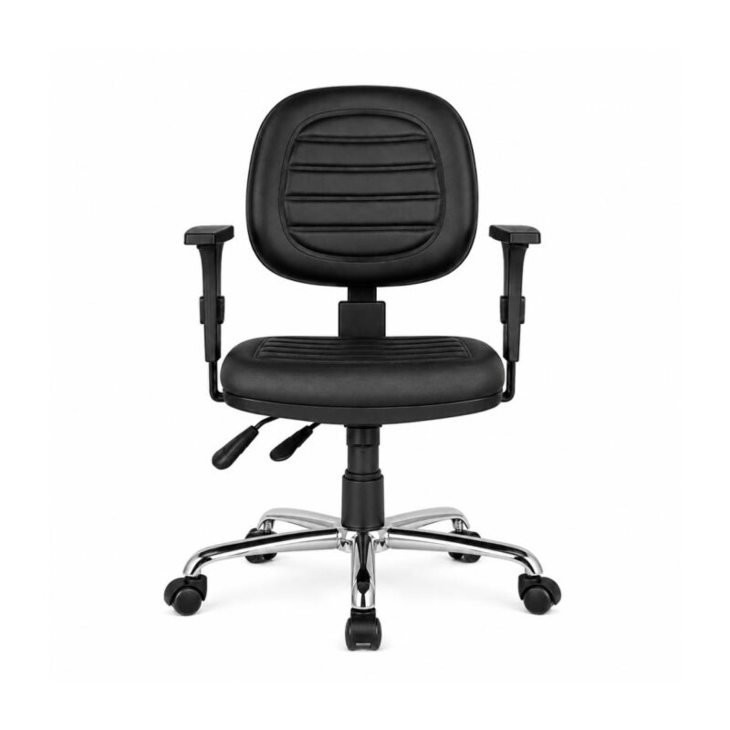 Cadeira Ergonômica Back System NR 17 Gomada em vista frontal, com braços e base cromada
