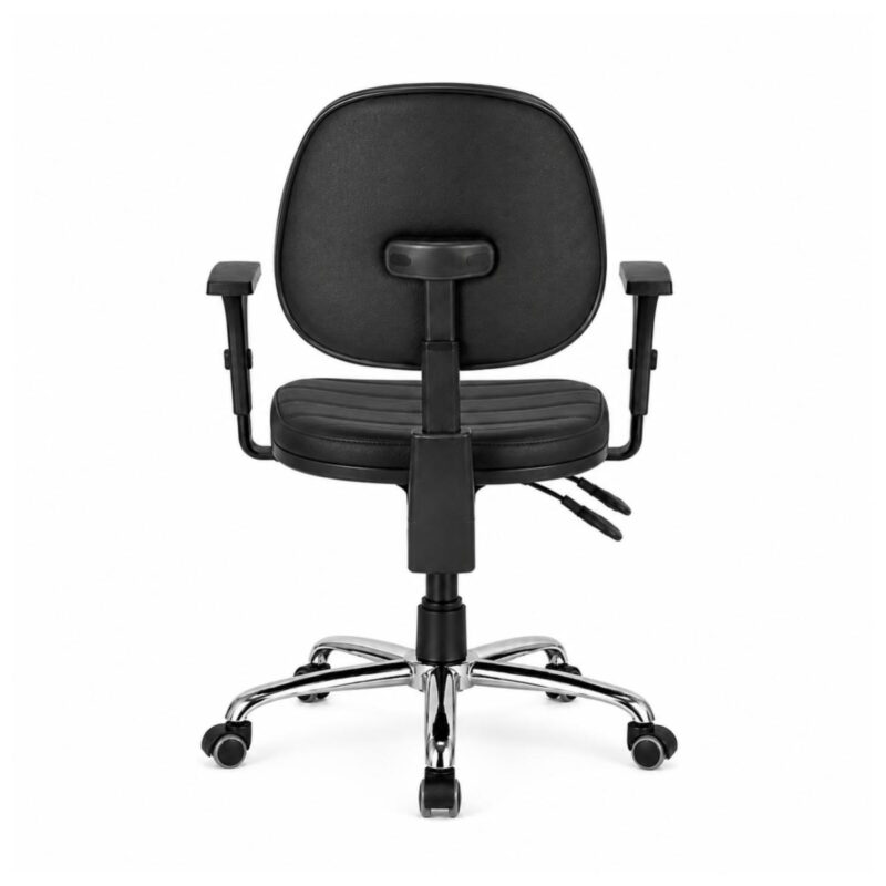 Cadeira Ergonômica Back System NR 17 Gomada vista de costas, com braços e estrela cromada