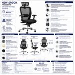 Ficha técnica completa da cadeira New Ergon Presidente com NR-17, dimensões, materiais, ajustes e garantia.
