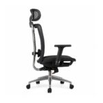 Cadeira MK-4000 Full Mesh em perfil lateral com encosto curvo e assento de 50 cm de profundidade.