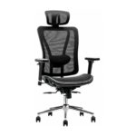 Cadeira Presidente Ergonômica MK-4000 Full Mesh preta com apoio de cabeça, braços 3D e base cromada.