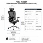 Medidas da cadeira MK-4000 Full Mesh com altura de 118 a 128 cm e assento de 51 por 50 cm.