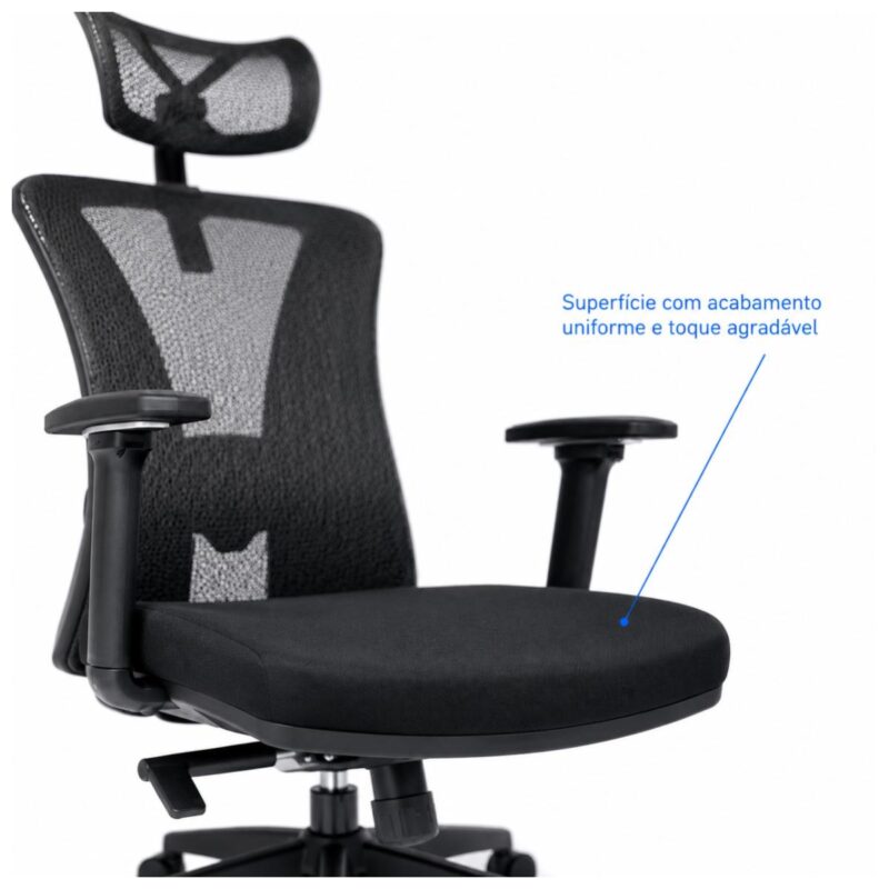 Imagem técnica da base em nylon com cinco pontas e rodízios antirrisco da cadeira BlumeOffice BLM-0241.