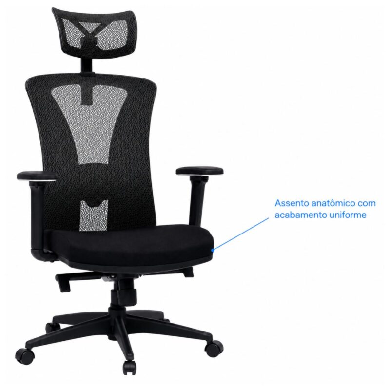 Imagem técnica dos braços 3D reguláveis da cadeira Presidente BlumeOffice BLM-0241.