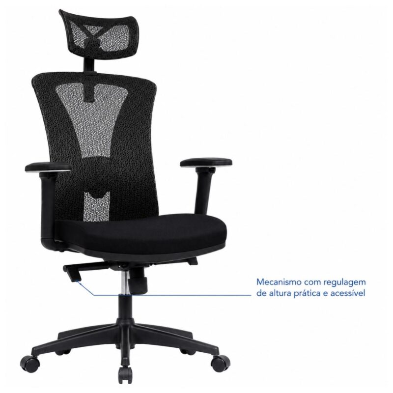 Imagem técnica da fixação do encosto ao mecanismo sincronizado da cadeira BlumeOffice BLM-0241.