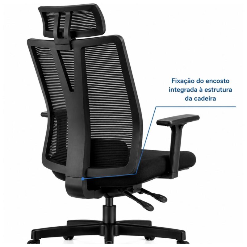 Imagem técnica da fixação do encosto ao mecanismo da Cadeira Presidente Addit Frisokar.