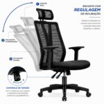 Detalhe do mecanismo Back System e dos ajustes da Cadeira Presidente Addit Frisokar.