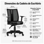 Cadeira de Escritório Cadeira de Escritório Diretor Frisokar Addit com Encosto em Tela — Preta