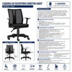 Cadeira de Escritório Cadeira de Escritório Diretor Frisokar Addit com Encosto em Tela — Preta