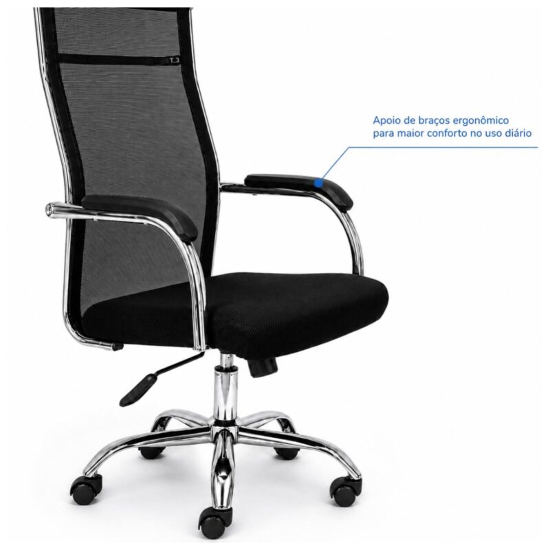 Cadeira de Escritório Cadeira para Escritório Ergonômica com Encosto Telado e Apoio Cervical