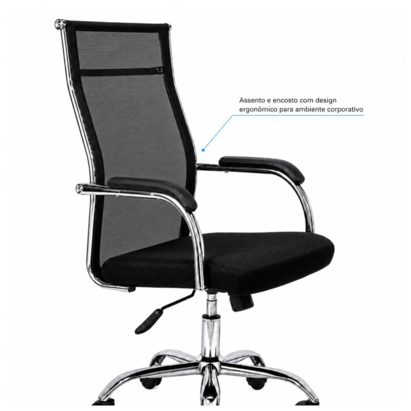 Cadeira de Escritório Cadeira para Escritório Ergonômica com Encosto Telado e Apoio Cervical