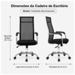 Cadeira de Escritório Cadeira para Escritório Ergonômica com Encosto Telado e Apoio Cervical