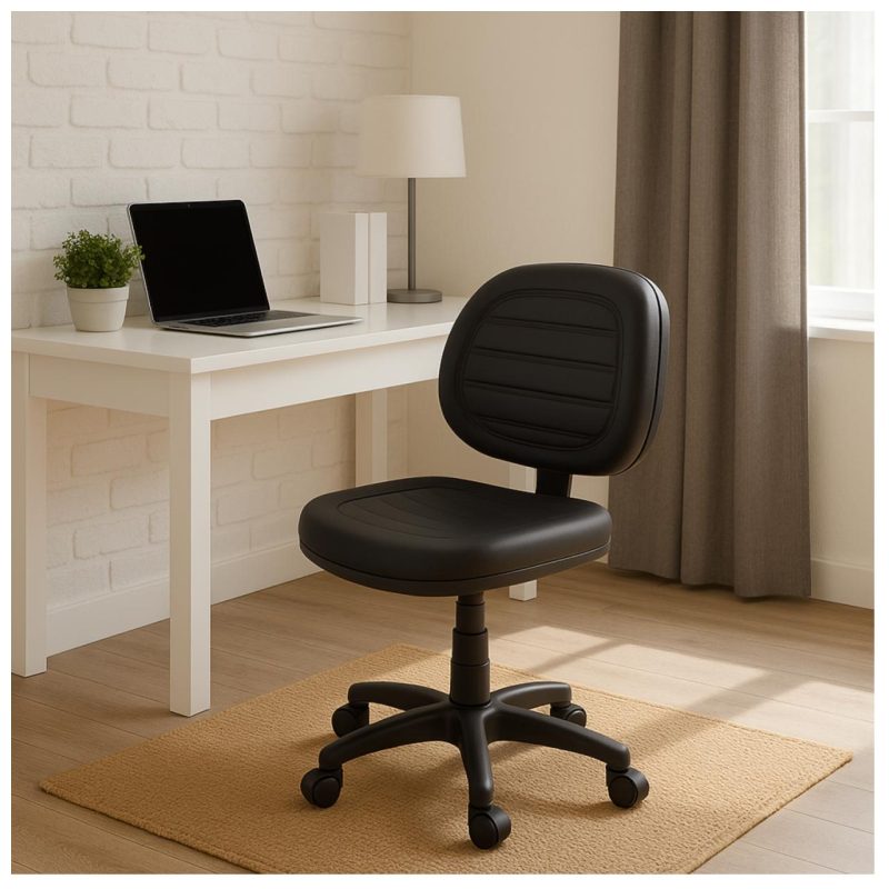 Cadeira Escritório Cadeira Executiva COSTURADA Giratória sem Braços - Cor Preta - 31002