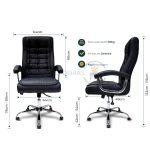 Cadeira Escritório Poltrona Presidente LUXO c/ mola Ensacada - Couríssimo Preto 30016