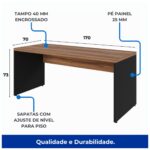 Mesa Escritório 1,70x0,70m - Sem Gavetas NOGAL SEVILHA/PRETO - 21474