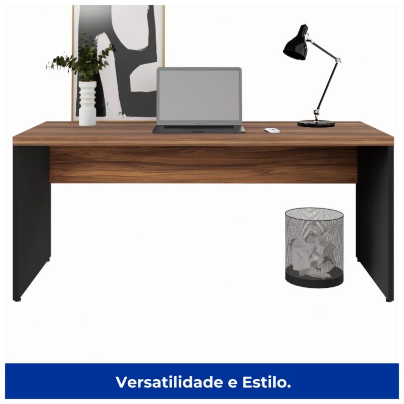 Mesa Escritório 1,70x0,70m - Sem Gavetas NOGAL SEVILHA/PRETO - 21474