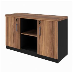 Armário Baixo Credenza - 1,20x0,74X0,45m NOGAL SEVILHA/PRETO - 21412