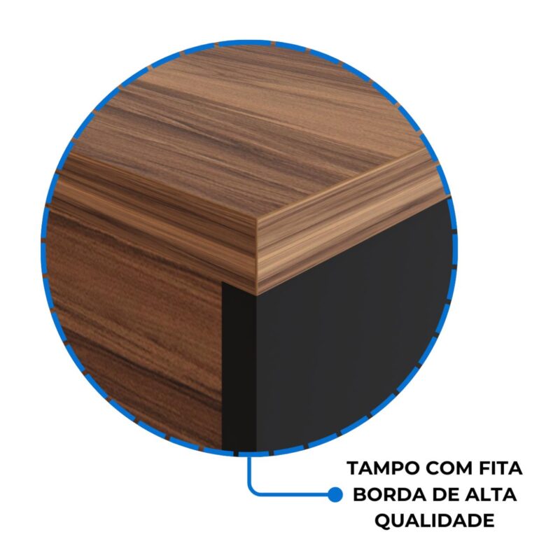 Mesa de Escritório 1,50×0,60m Sem Gavetas NOGAL SEVILHA/PRETO – 21472